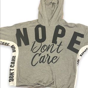 Grey “nope don’t care” sweatshirt size L